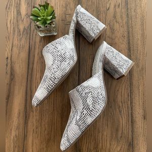 Coconuts size 9 Slip on Mules Snakeskin